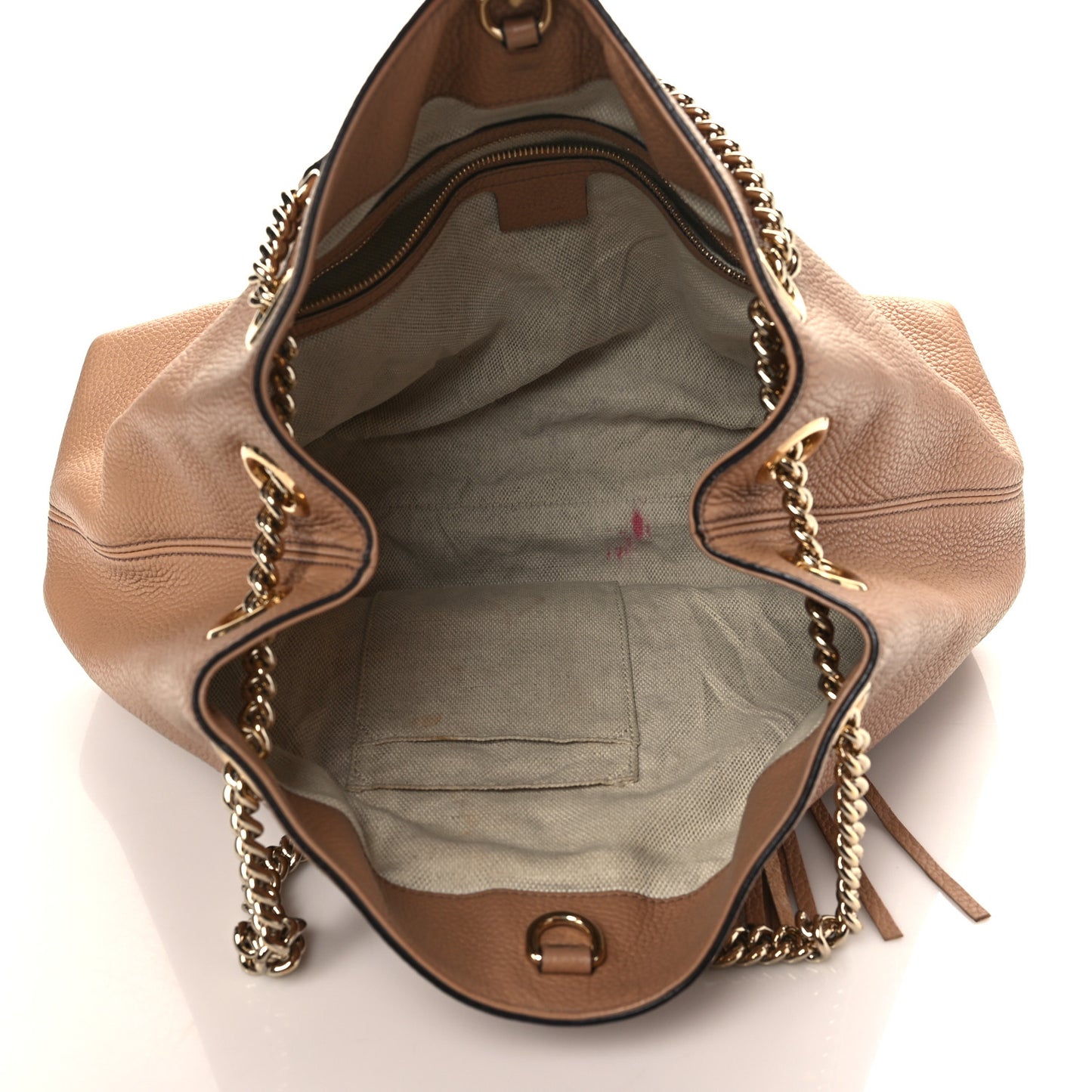 Pebbled Calfskin Medium Soho Chain Shoulder Bag Camelia