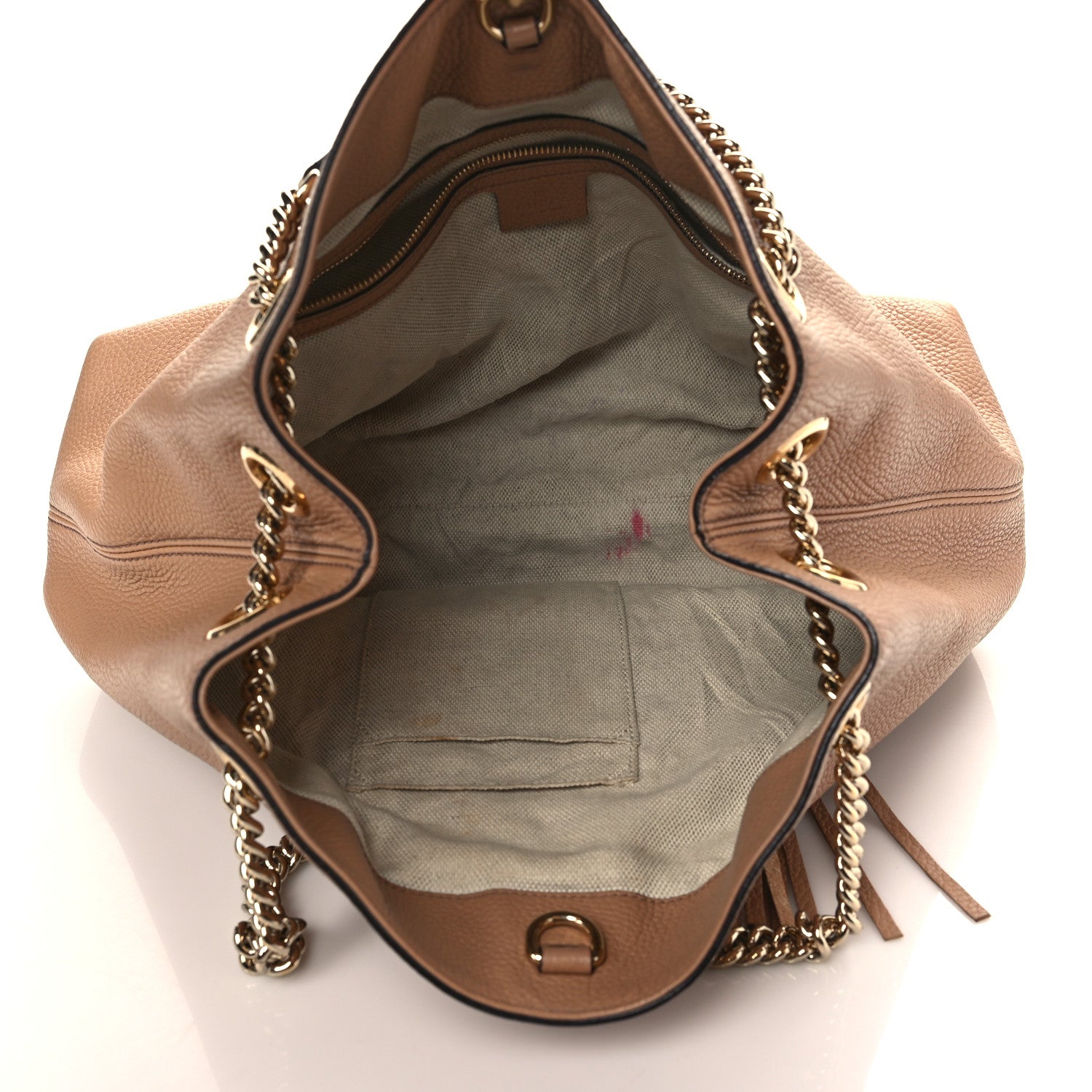 Gucci Pebbled Calfskin Medium Soho Chain Shoulder Bag Camelia 5 of 7