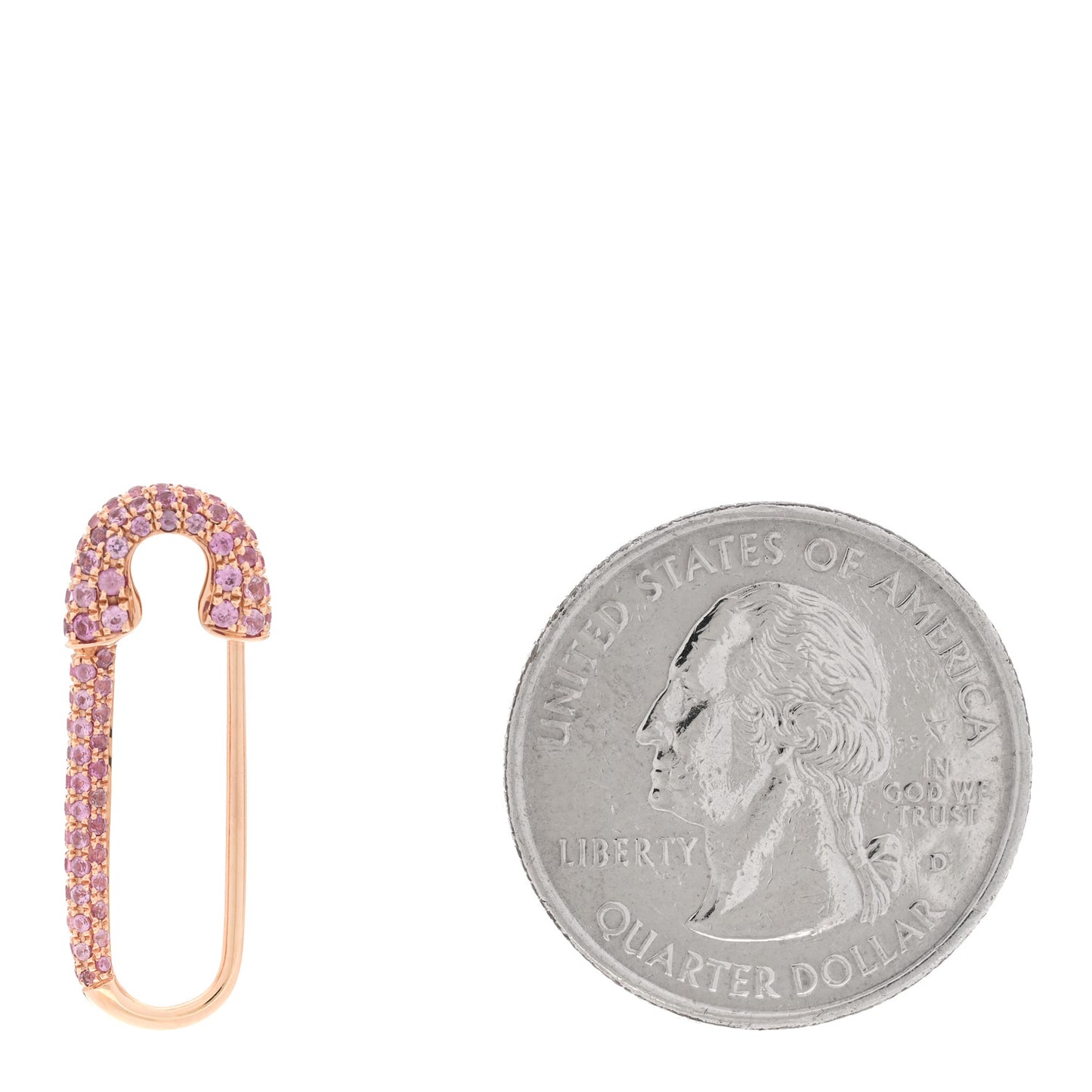 18K Rose Gold Pink Sapphire Safety Pin Earring