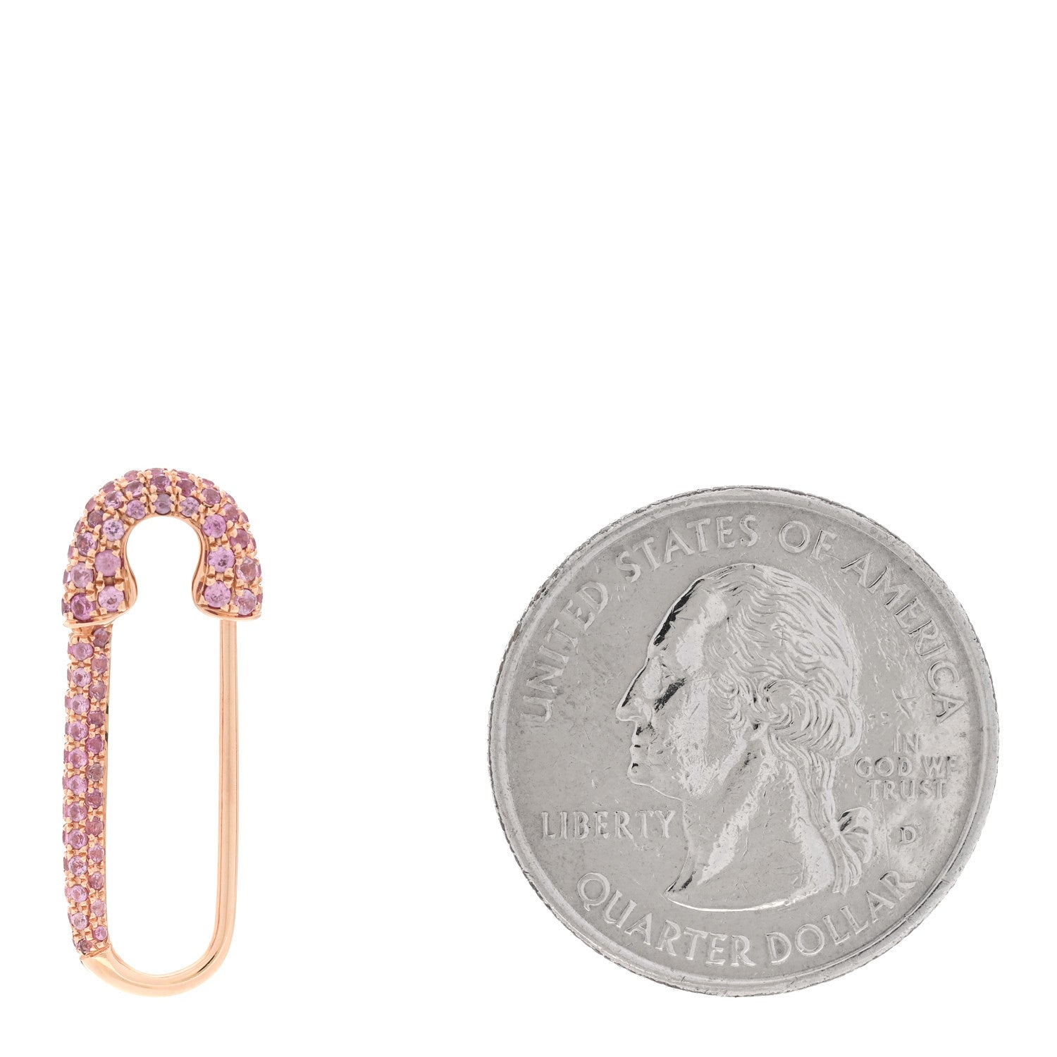 Anita Ko 18K Rose Gold Pink Sapphire Safety Pin Earring 2 of 4