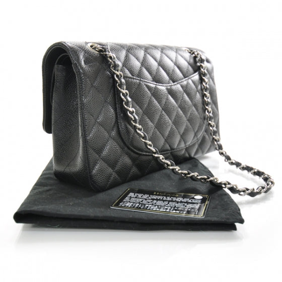 Caviar Medium Double Flap Black