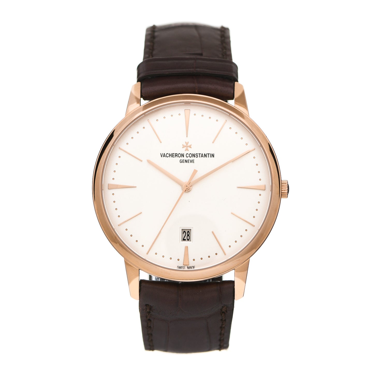 18K Pink Gold Alligator 40mm Patrimony Automatic Watch 85180