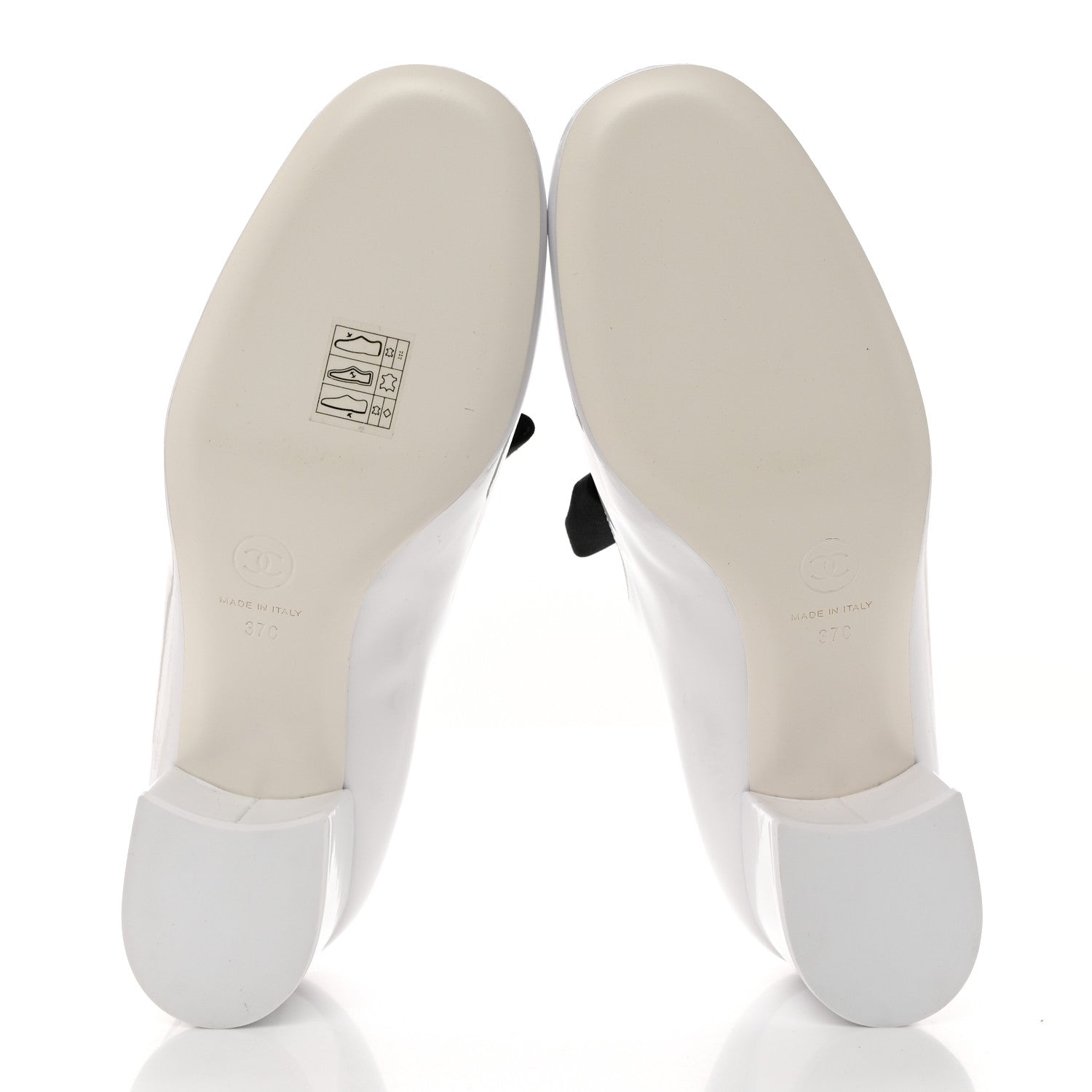 Chanel Patent Calfskin Grosgrain Bow Mary Jane Pumps 37 White Black 5 of 8