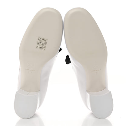 Chanel Patent Calfskin Grosgrain Bow Mary Jane Pumps 37 White Black 5 of 8