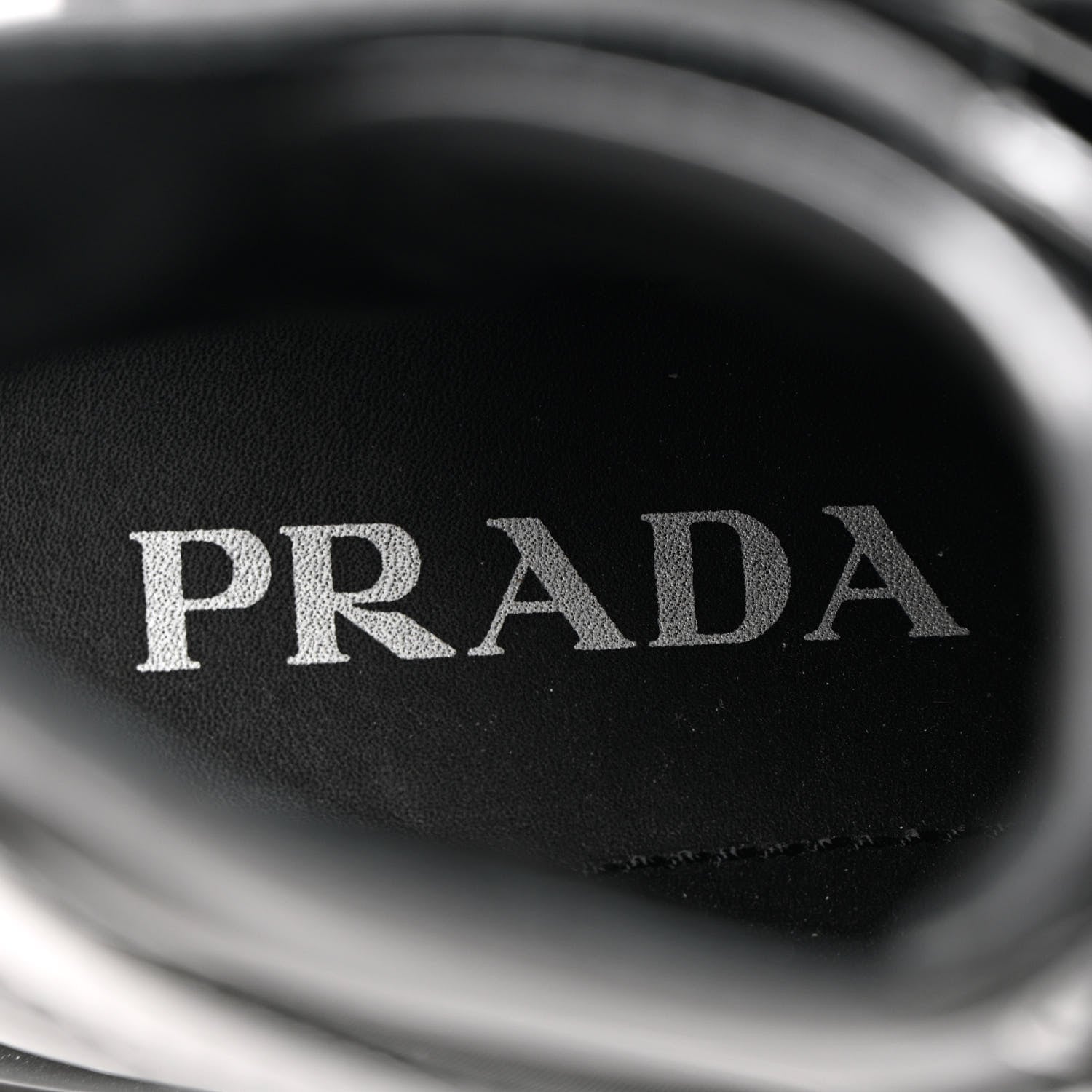 Prada Spazzolato Rois Nylon Metal Triangle Logo Monolith Pouch Pocket 55mm Boots 38.5 Black 7 of 14