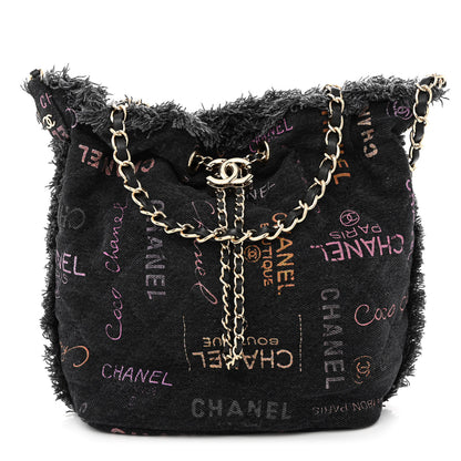 Chanel Denim Quilted Mood Bucket With Chain Black Multicolor 1 of 10