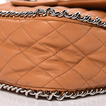Chanel Washed Lambskin Chain Around Maxi Flap Bag Dark Beige 7 of 10