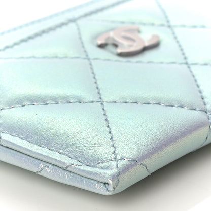 Chanel Iridescent Lambskin Quilted Card Holder Light Blue 9 of 11