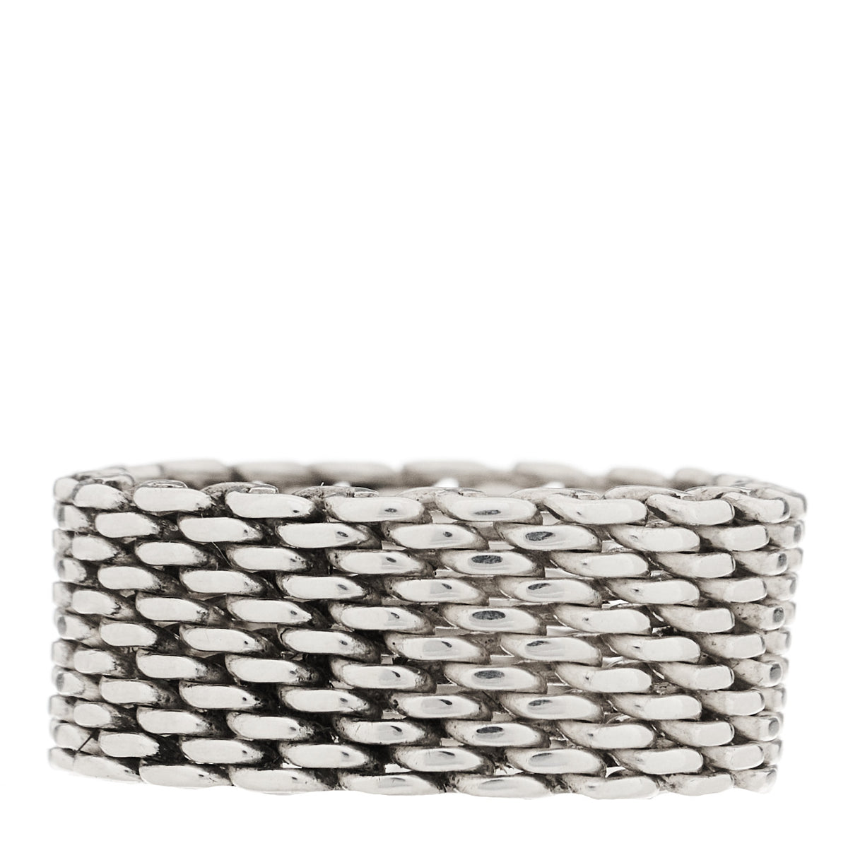 Tiffany Sterling Silver Somerset Mesh Ring 63 10.25 1 of 4