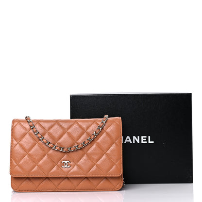 Chanel Caviar Quilted Wallet On Chain WOC Light Brown 13 of 13