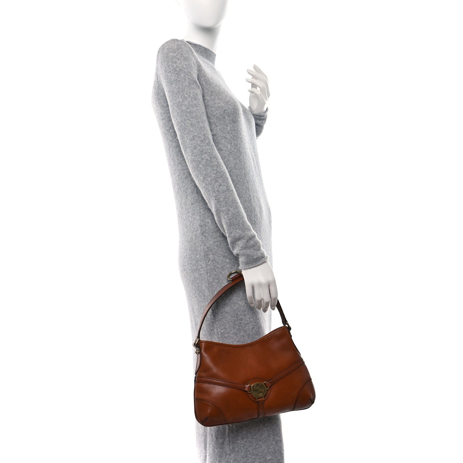 Gucci Calfskin GG Reins Hobo Tan 3 of 11