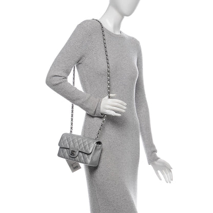 Chanel Metallic Caviar Quilted Mini Rectangular Flap Silver 2 of 8