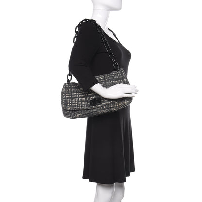 Prada Tela Tweed Chain Shoulder Bag Black 2 of 11