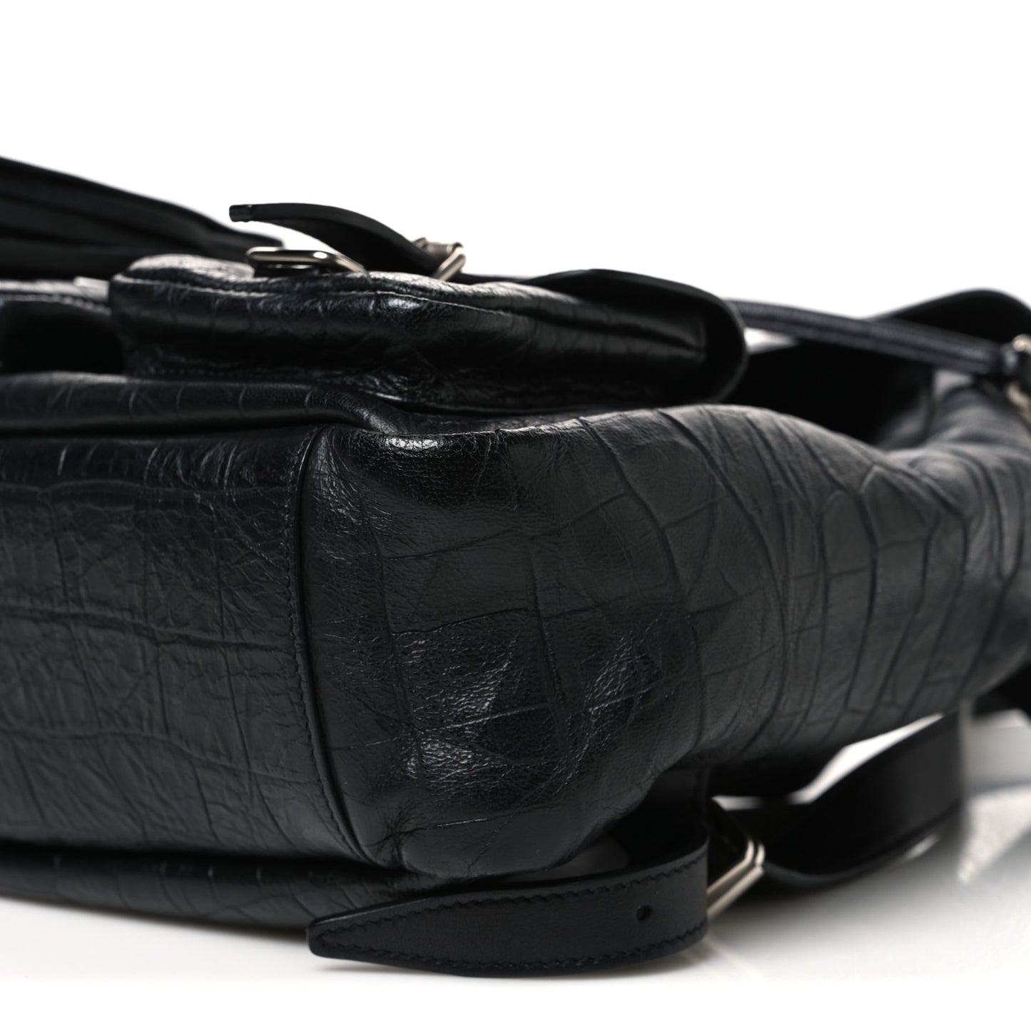 Crocodile Embossed Lambskin Festival Backpack Black
