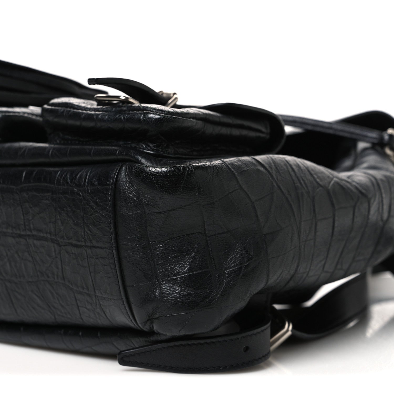 Saint Laurent Crocodile Embossed Lambskin Festival Backpack Black 10 of 10