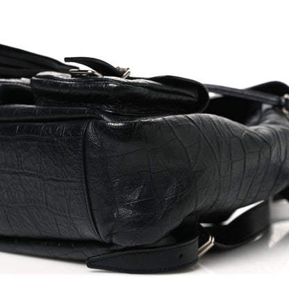 Saint Laurent Crocodile Embossed Lambskin Festival Backpack Black 10 of 10