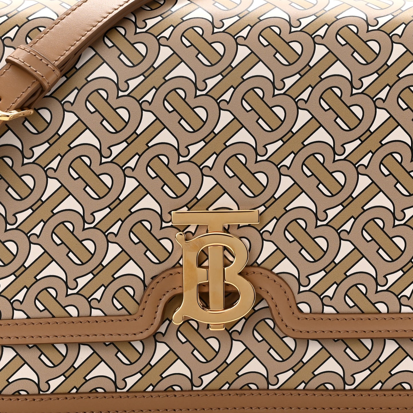 Calfskin Monogram Medium TB Bag Beige