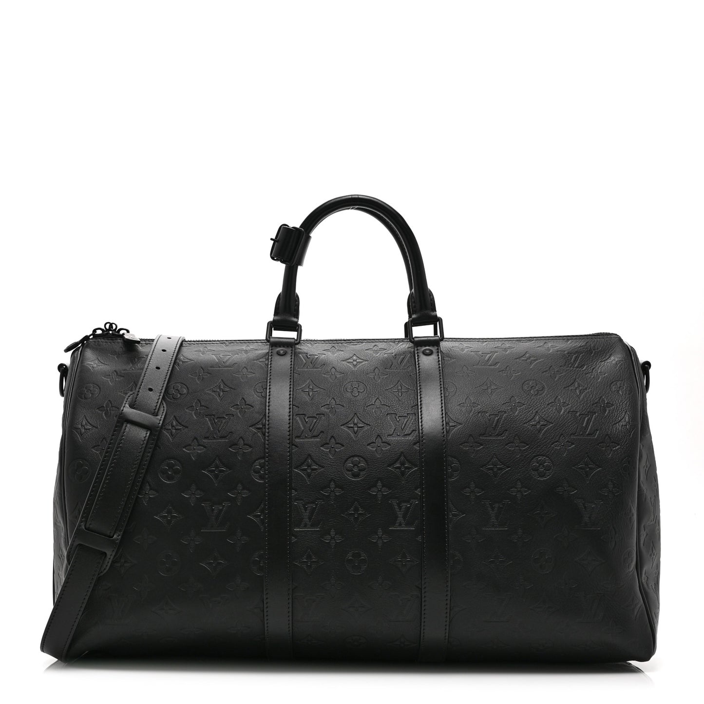 Calfskin Shadow Monogram Keepall Bandouliere 50 Black