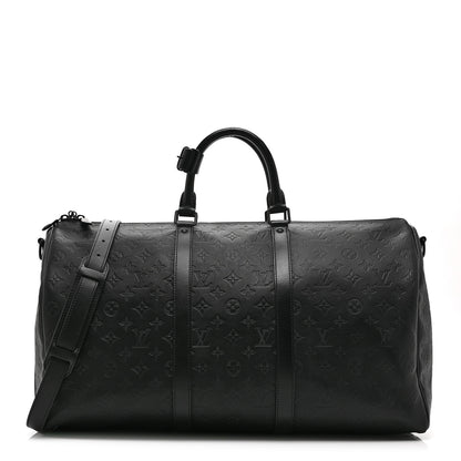 Louis Vuitton Calfskin Shadow Monogram Keepall Bandouliere 50 Black 1 of 8