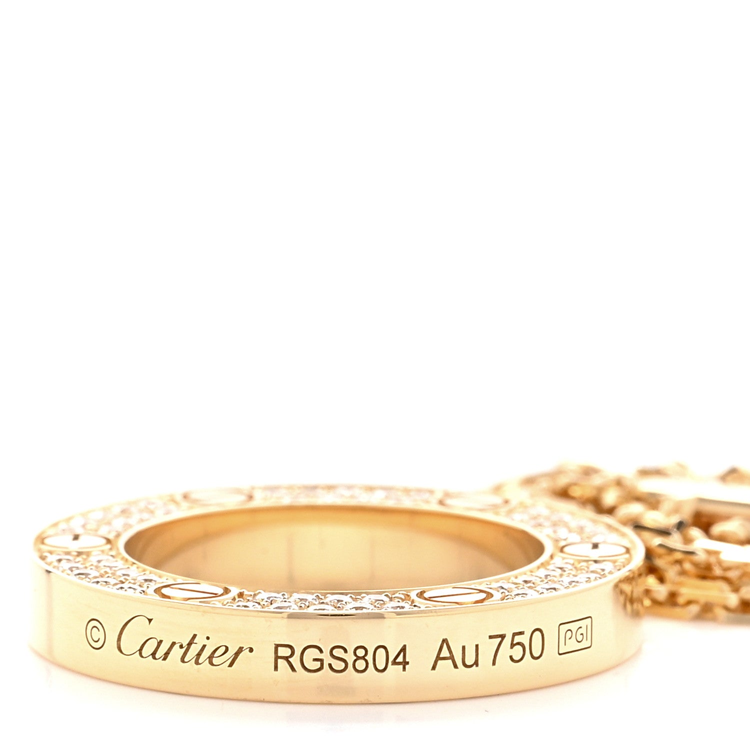 Cartier 18K Yellow Gold Diamond LOVE Paved Necklace 6 of 7