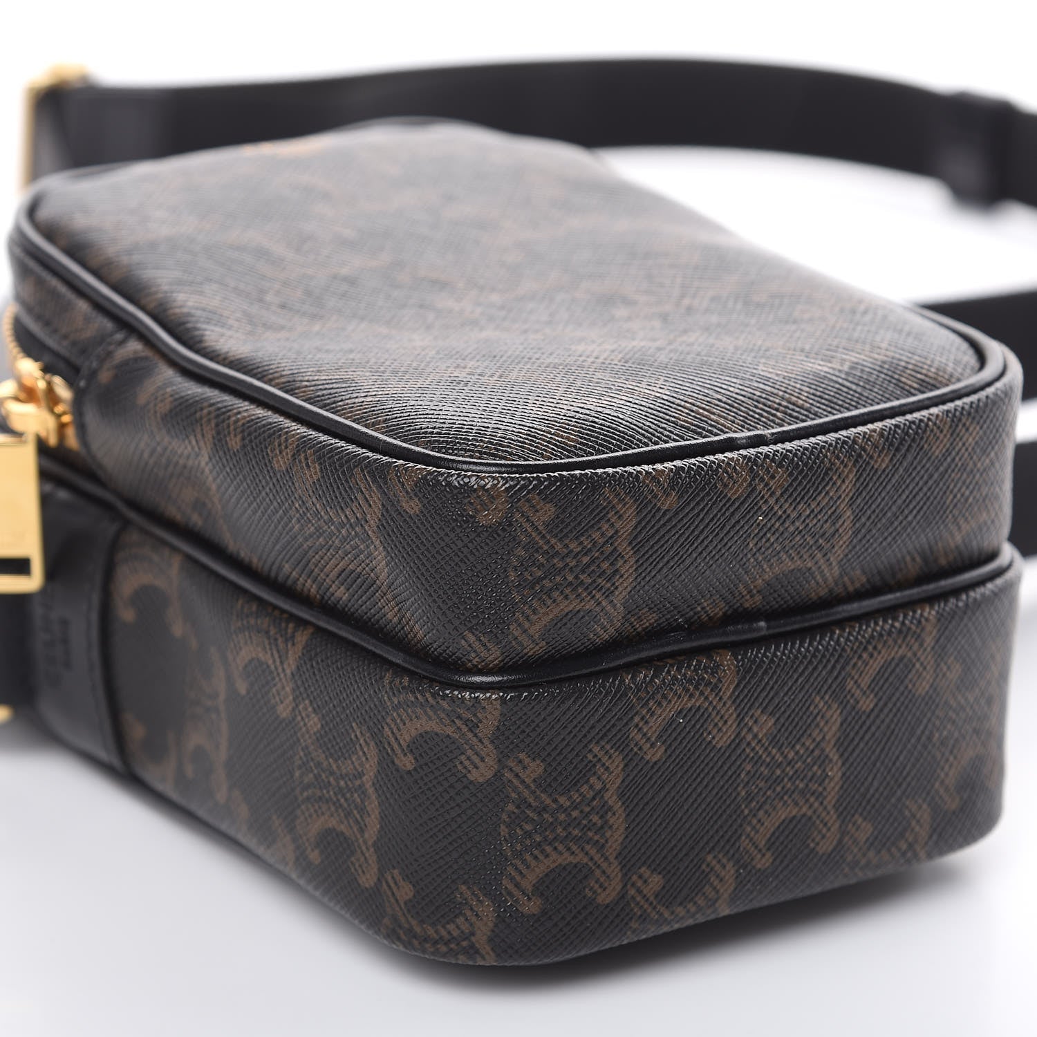 Celine Triomphe Canvas Calfskin Mini Pocket Messenger Bag Black 6 of 9