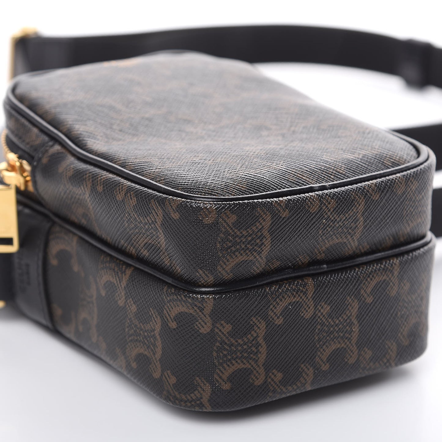 Triomphe Canvas Calfskin Mini Pocket Messenger Bag Black