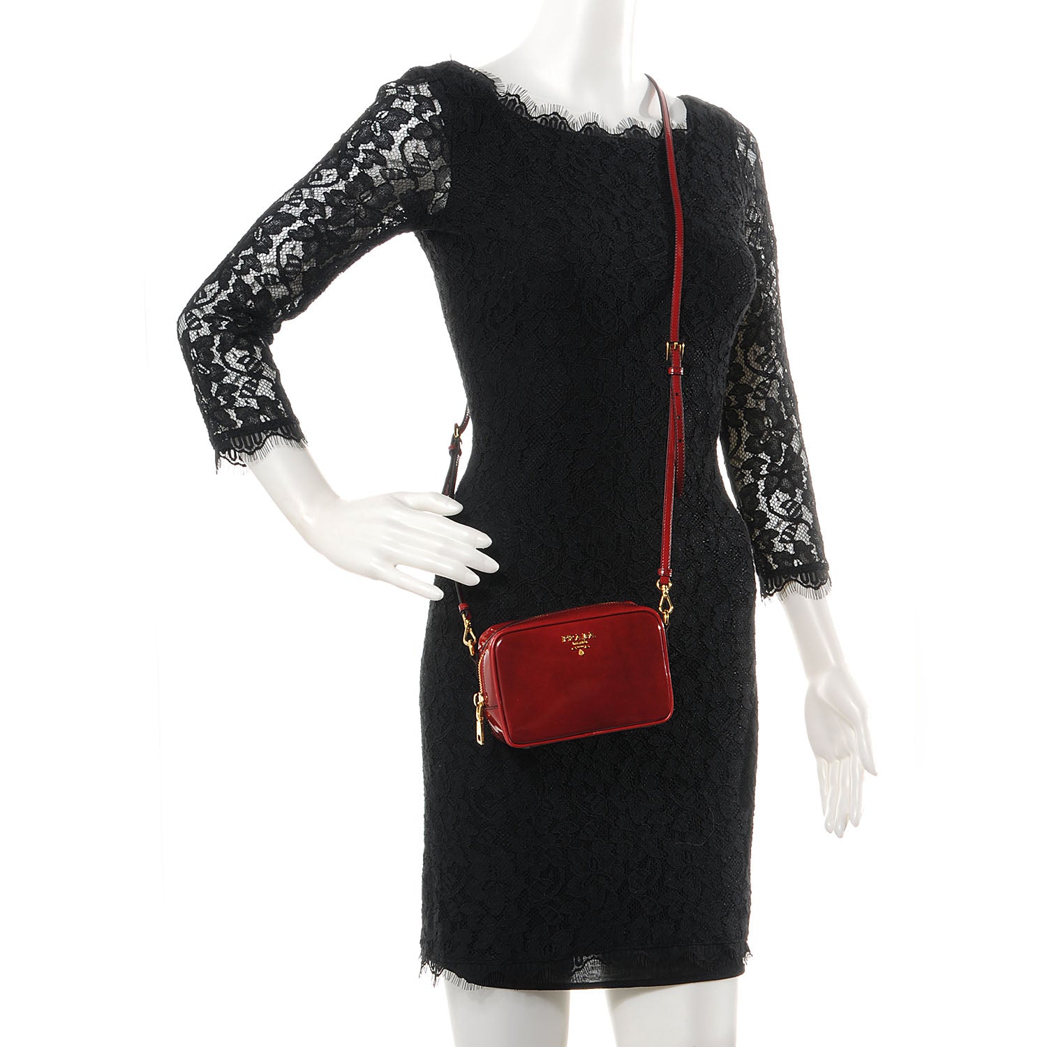 Prada Spazzolato Convertible Crossbody Scarlatto Fume 2 of 10