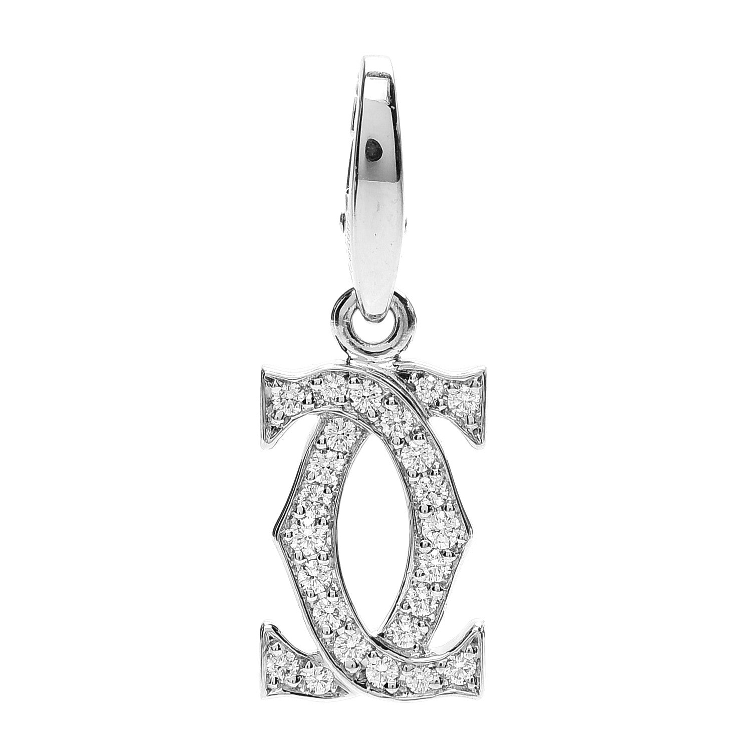 Cartier 18K White Gold Diamond Logo Charm 1 of 4