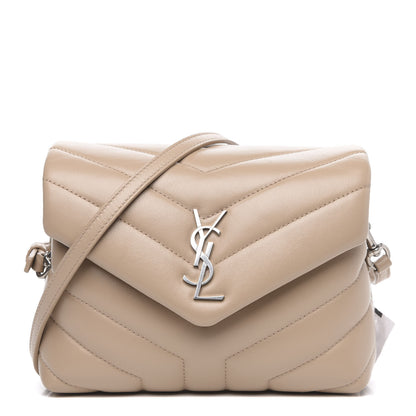 Saint Laurent Calfskin Y Quilted Monogram Toy Loulou Crossbody Bag Dark Beige 1 of 9