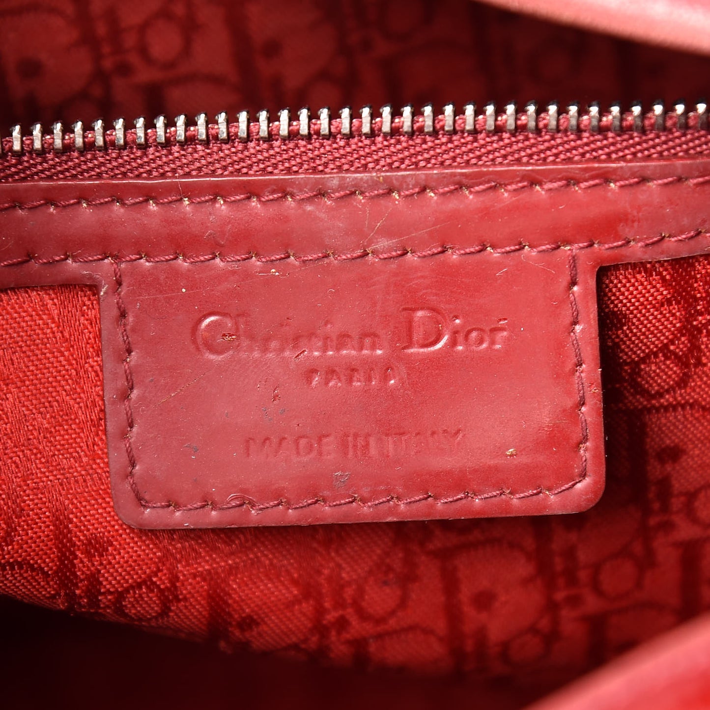 Patent Cannage Large Lady Dior Red