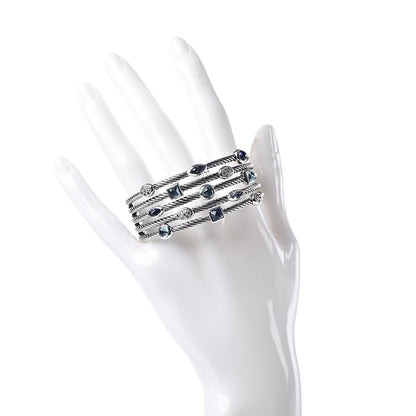 David Yurman Sterling Silver Diamond Blue Topaz Iolite Confetti Five Row Bracelet 2 of 4