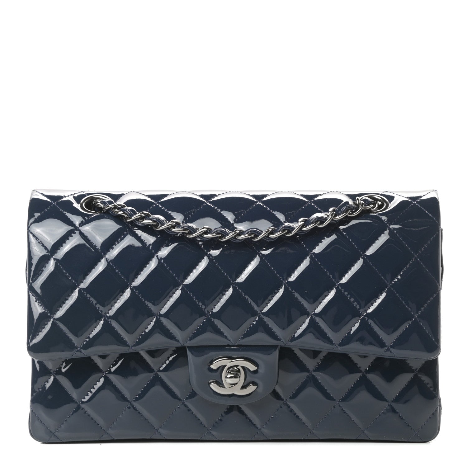Chanel Patent Quilted Medium Double Flap Navy 1 of 12