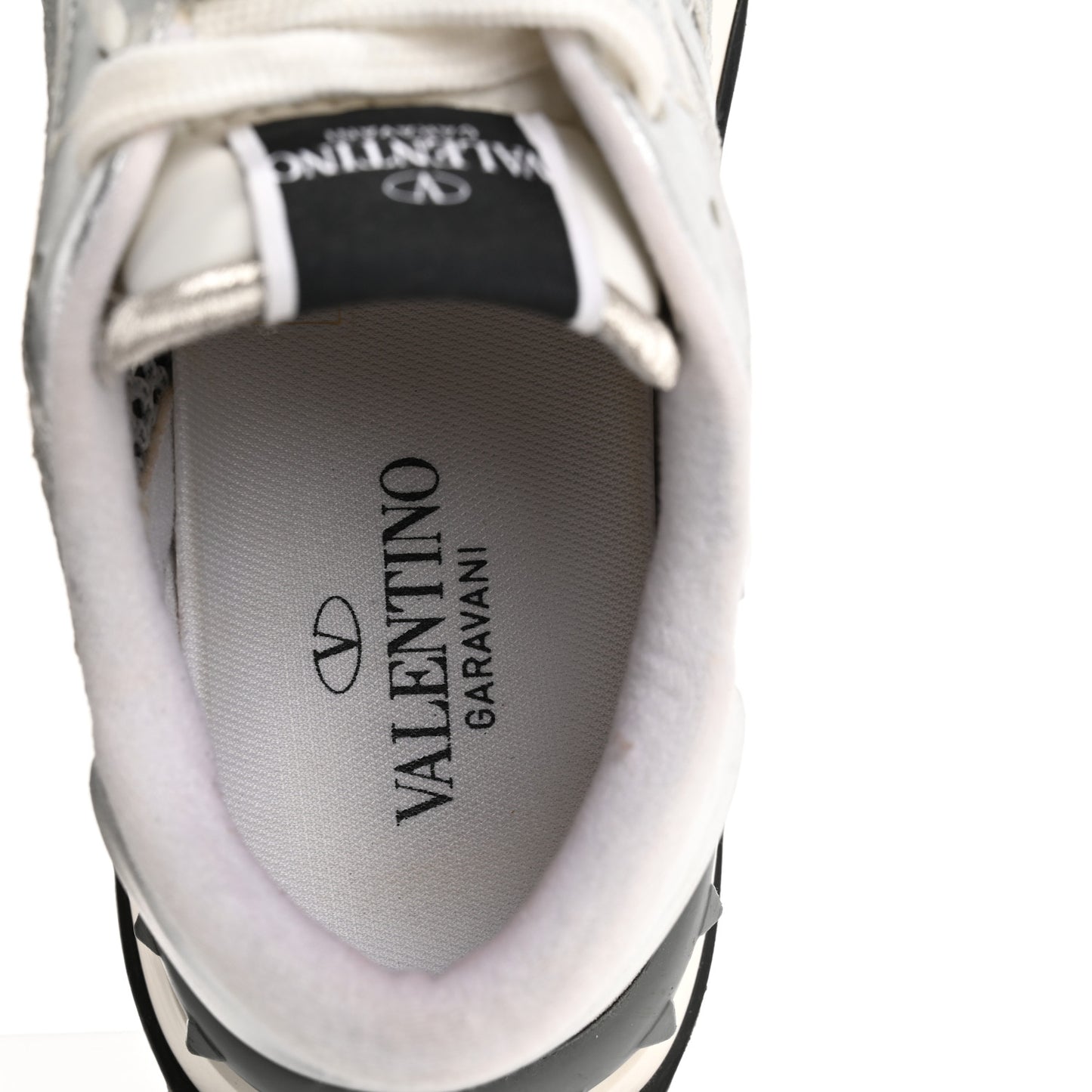 Metallic Calfskin Lace Mesh Lacerunner Sneaker 38.5 Silver Pastel Gray