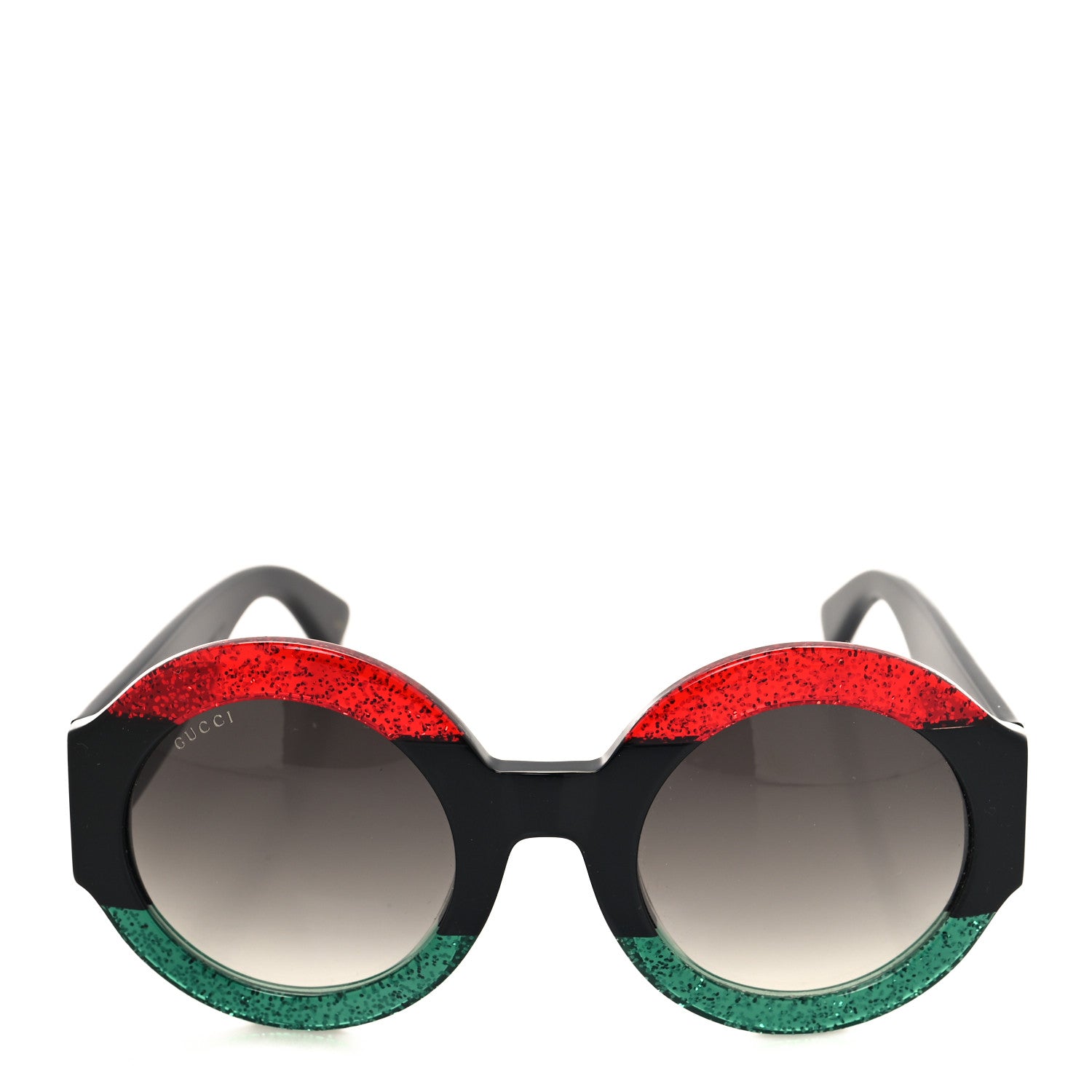 Gucci Acetate Glitter Round Frame GG0084S Sunglasses Red Green 2 of 7
