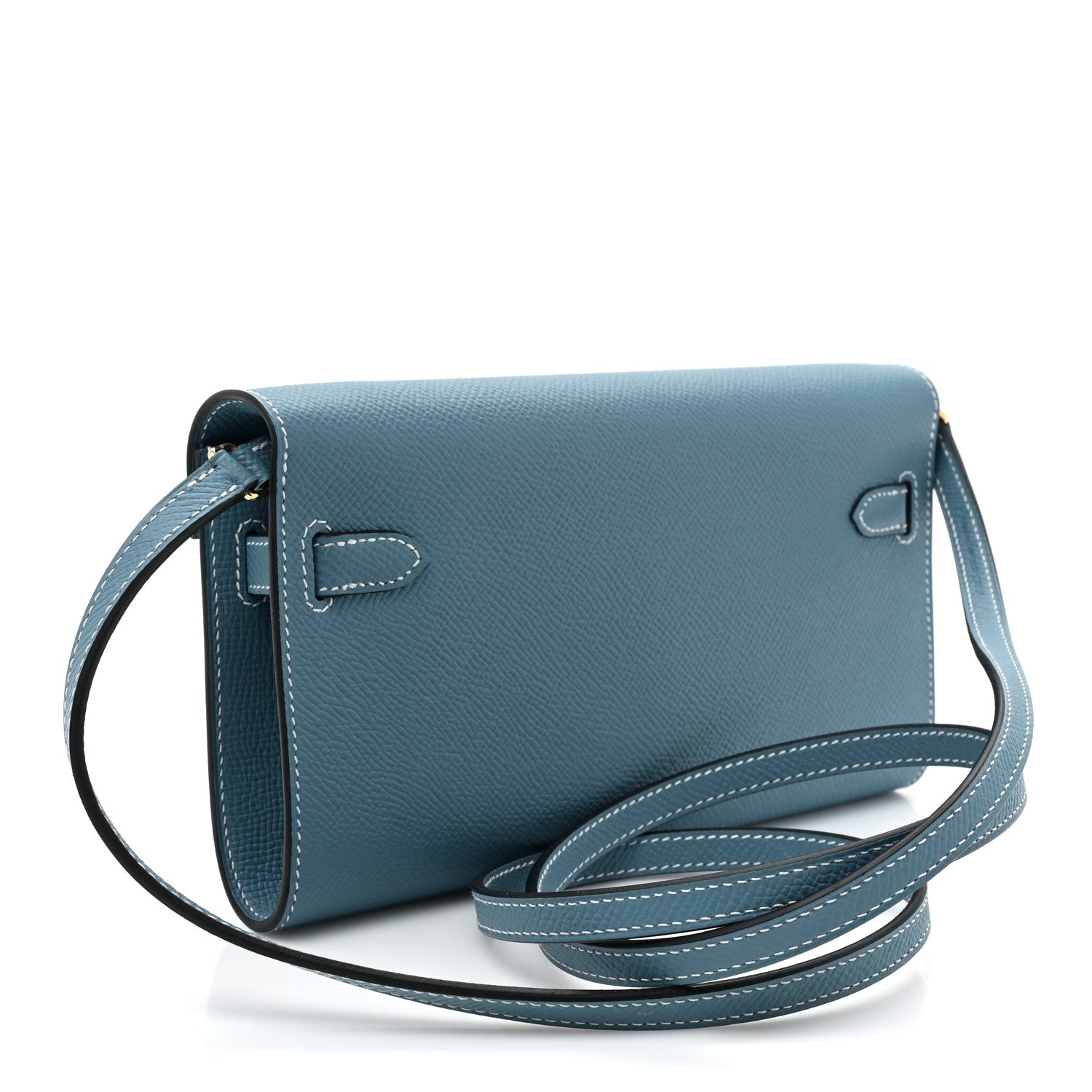 Hermes Epsom Kelly Wallet To Go New Blue Jean 3 of 11