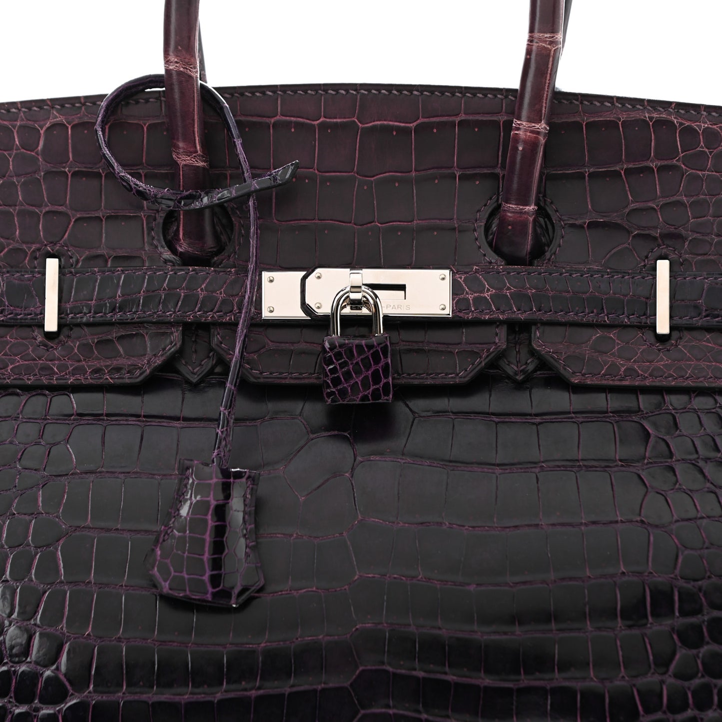 Shiny Porosus Crocodile Birkin 35 Prunoir
