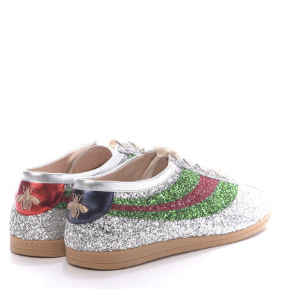 Gucci Glitter Fabric Web Mens Falacer Sneakers 11 Silver 4 of 10
