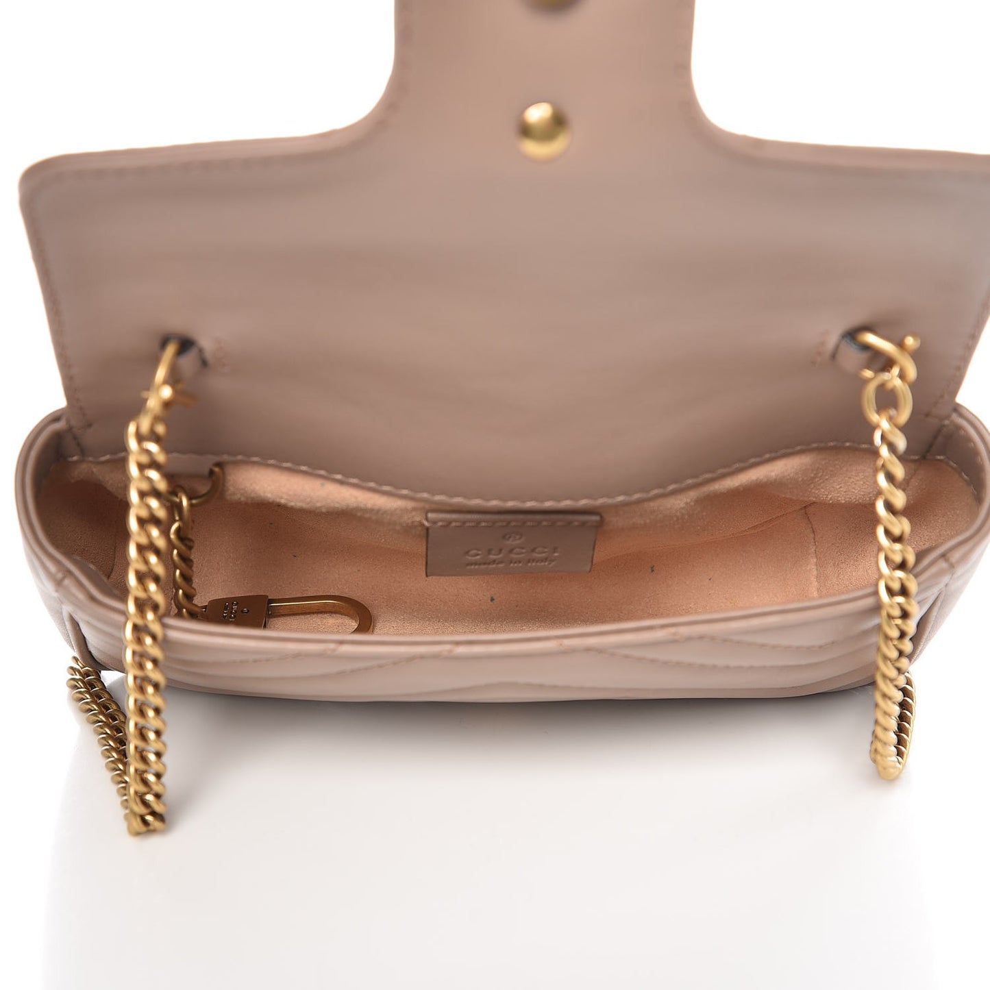 Calfskin Matelasse Super Mini GG Marmont Shoulder Bag Porcelain Rose