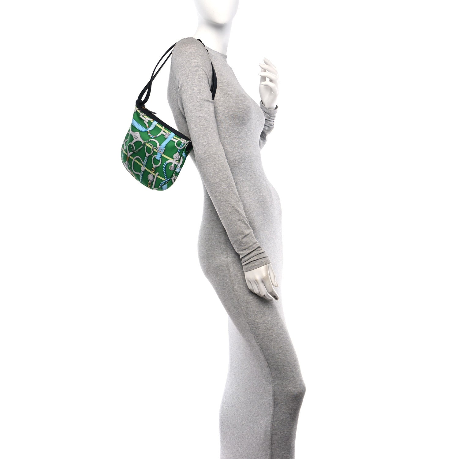 Hermes Silk Sursoie To Go Pouch Vert Yucca Celeste Caban 2 of 10