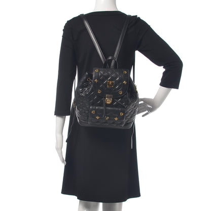 MCM Calfskin Quilted Studded Backpack Black 2 of 12