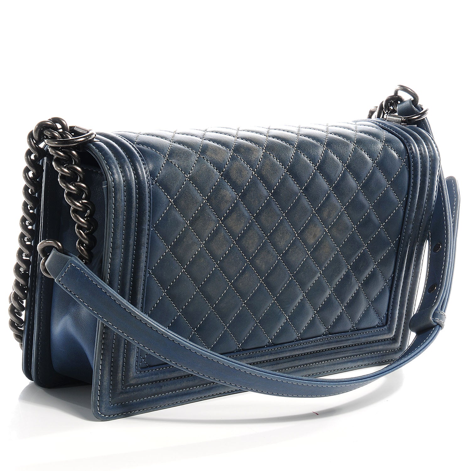Chanel Faded Calfskin Quilted Medium Boy Flap Blue 3 of 8