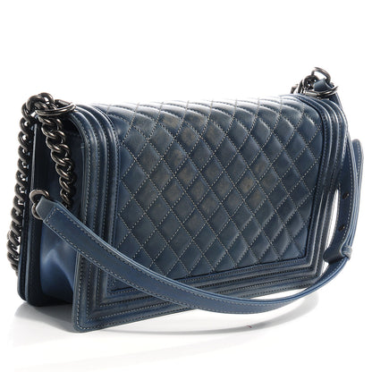 Chanel Faded Calfskin Quilted Medium Boy Flap Blue 3 of 8