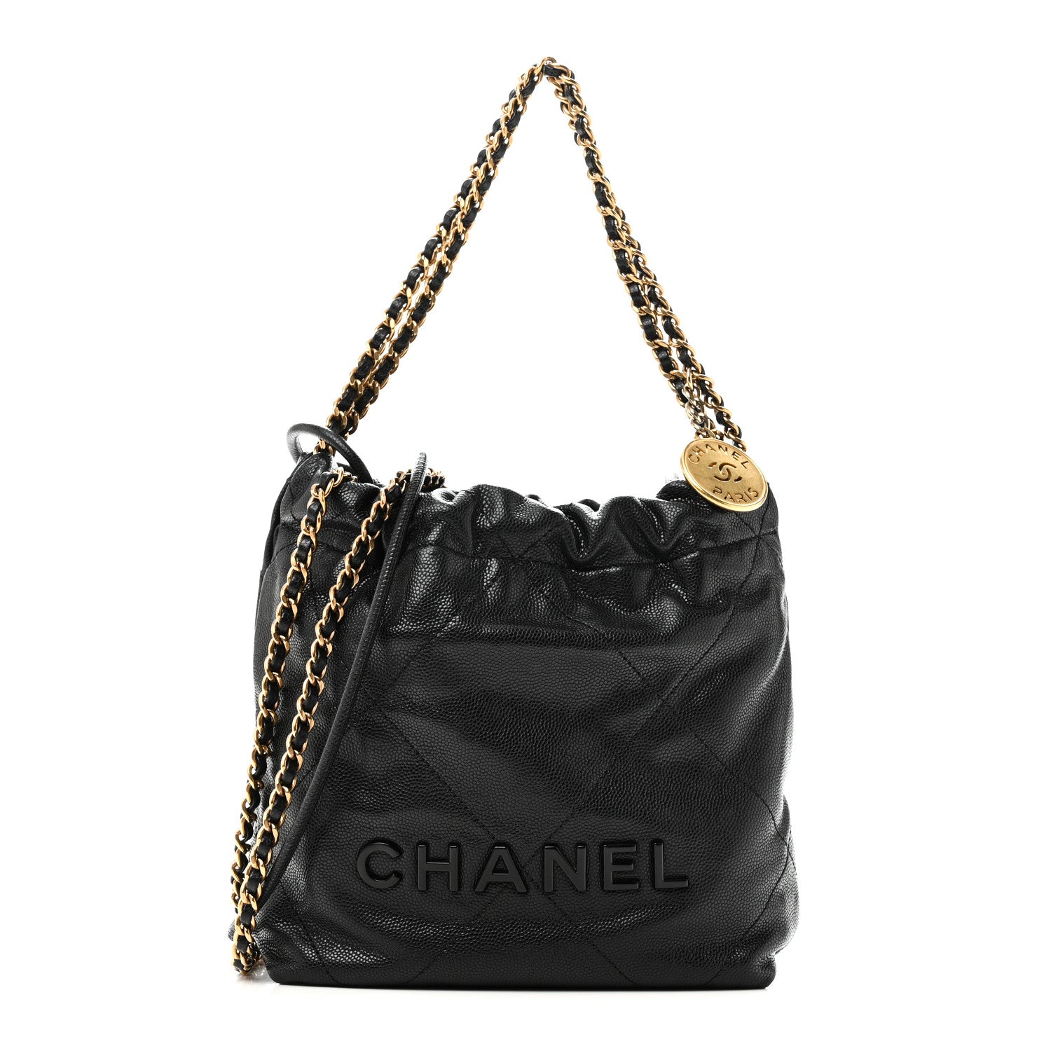 Chanel Shiny Caviar Quilted Monochrome Mini Chanel 22 Black 1 of 11