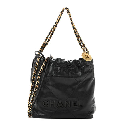 Chanel Shiny Caviar Quilted Monochrome Mini Chanel 22 Black 1 of 11
