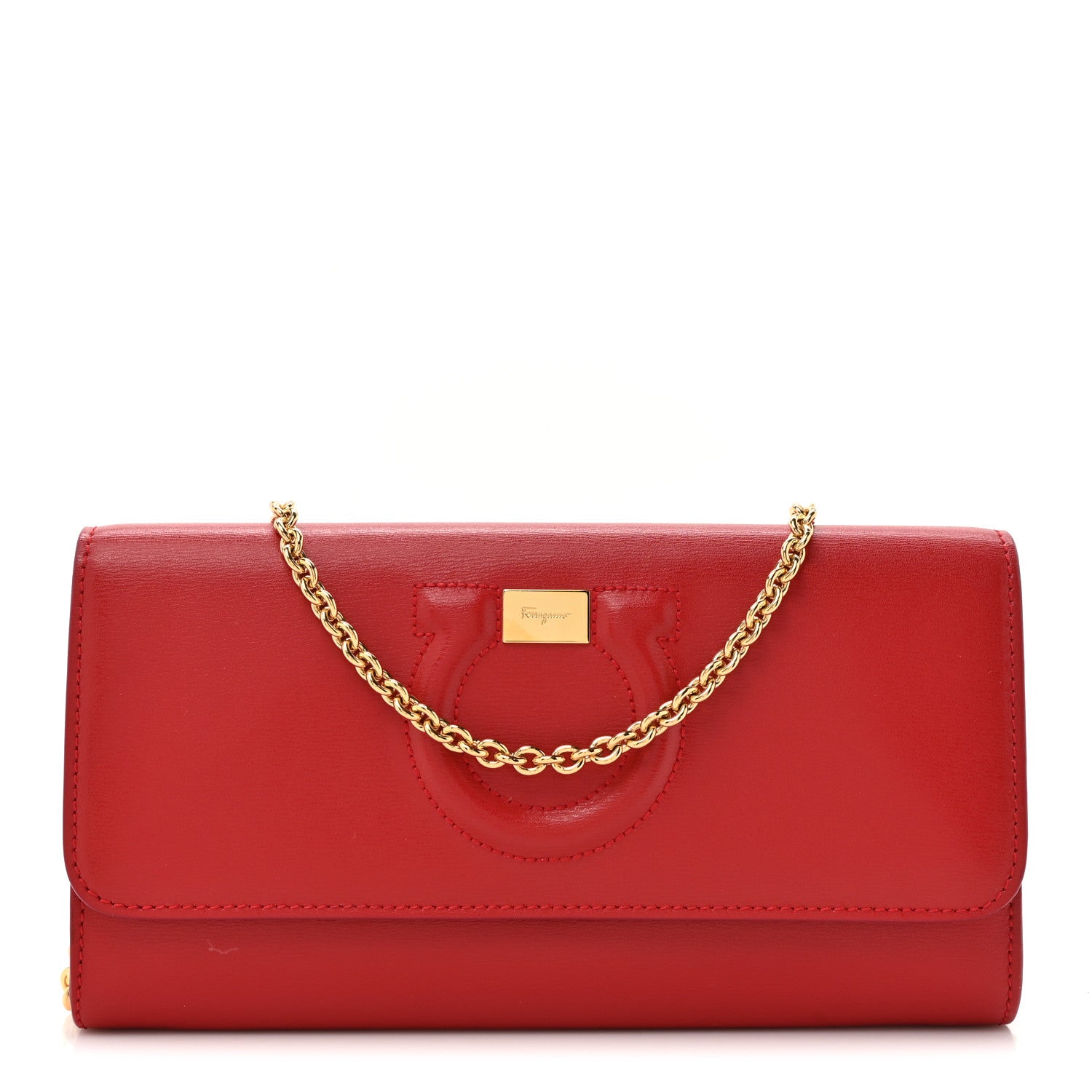 Salvatore Ferragamo Calfskin City Wallet On Chain Red 1 of 11