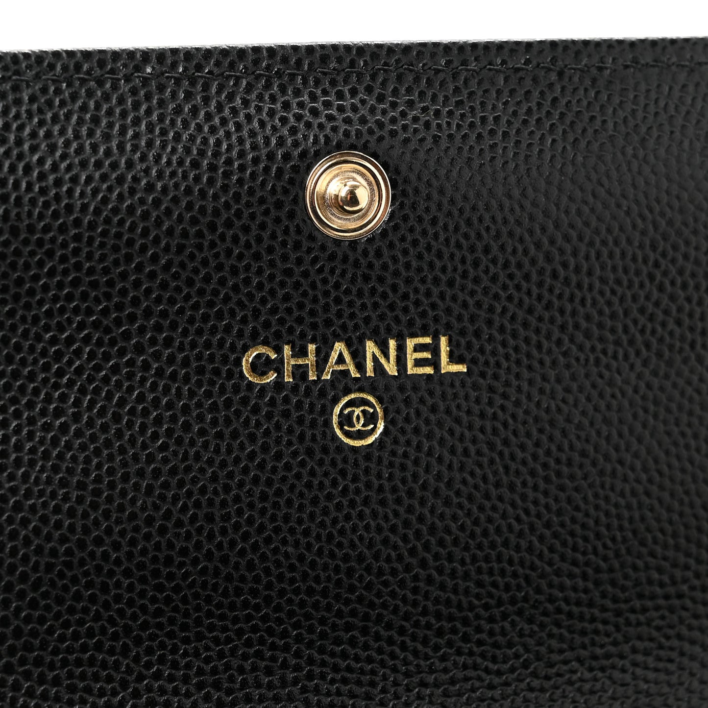 Caviar Quilted Crystal CC Large Gusset Flap Wallet Black