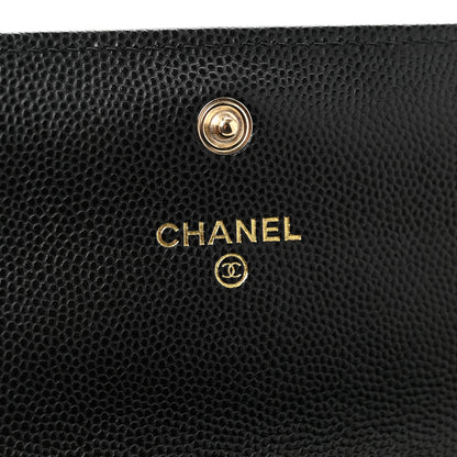Chanel Caviar Quilted Crystal CC Large Gusset Flap Wallet Black 6 of 9