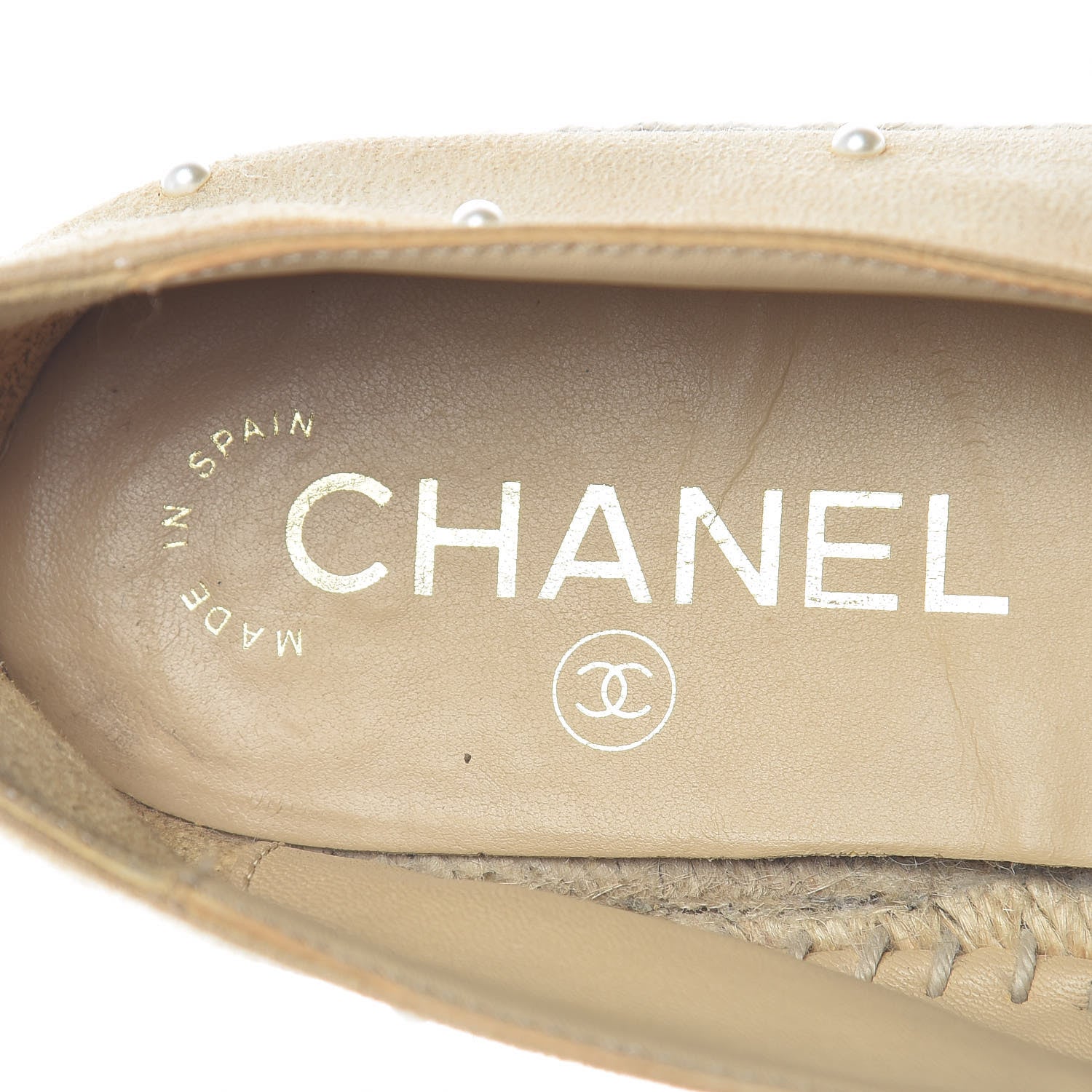 Chanel Suede Pearl CC Espadrilles 38 Beige Black 8 of 20