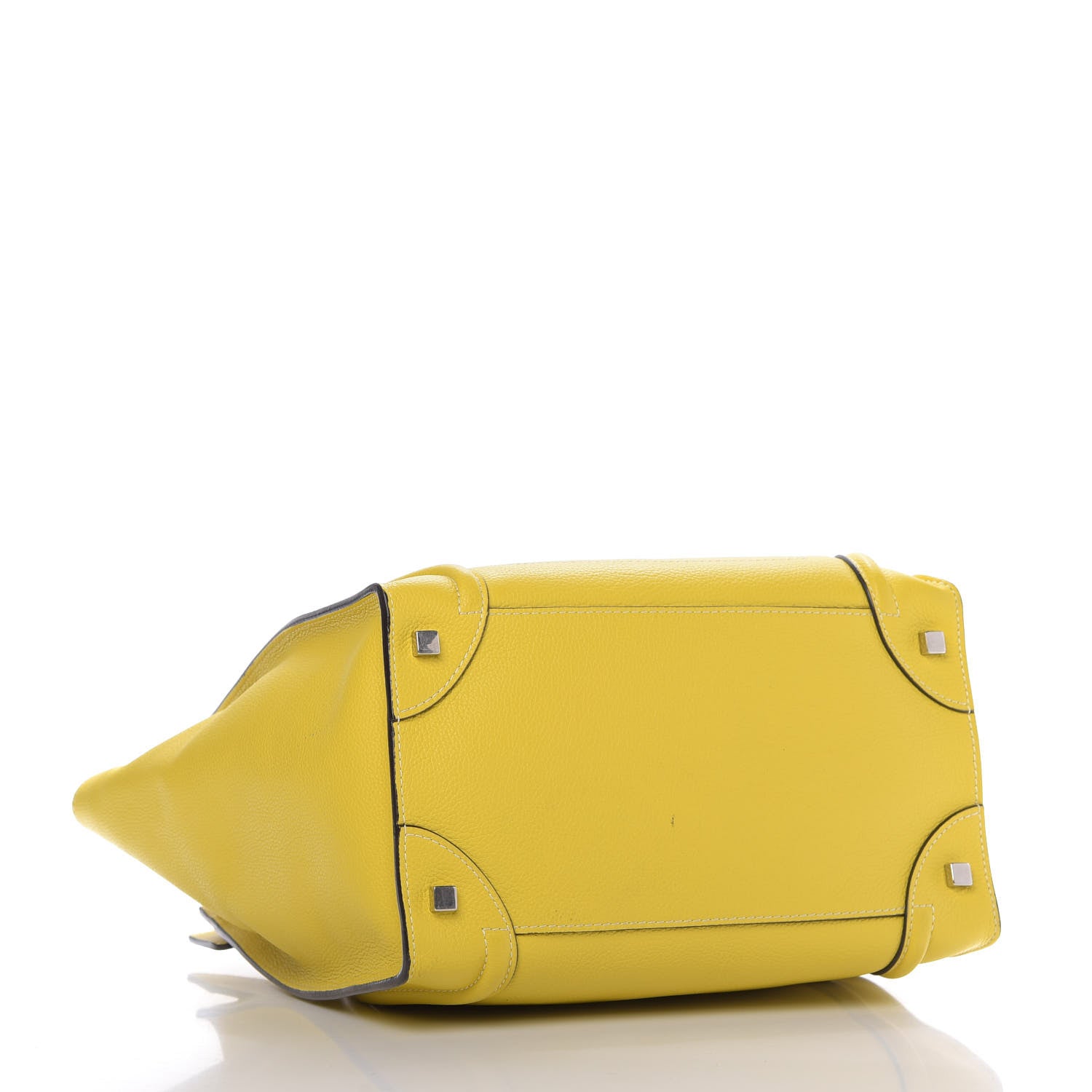 Celine Drummed Calfskin Mini Luggage Citron 4 of 9