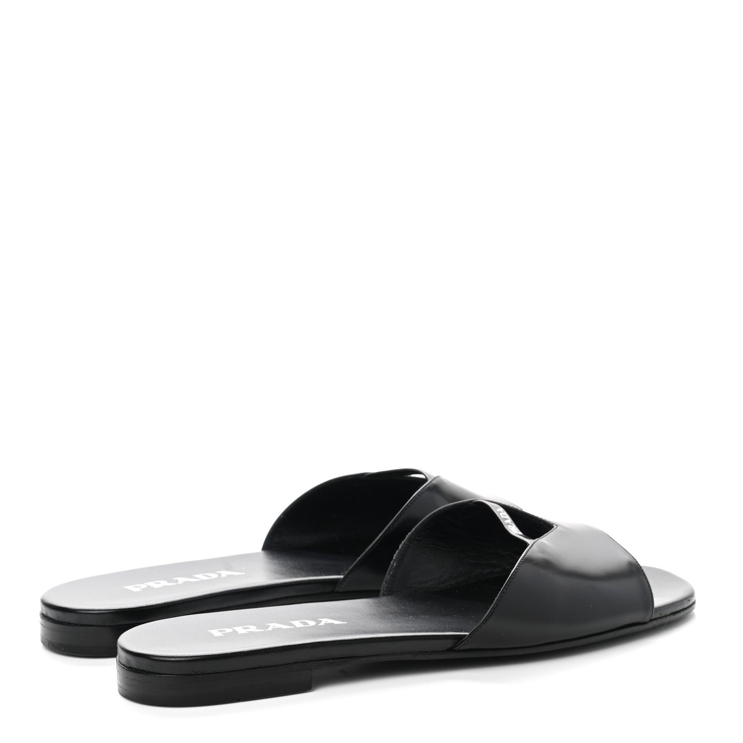 Spazzolato Logo Triangle Cut Out Flat Slide Sandals 38.5 Black